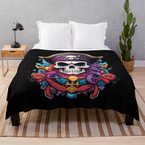 Item preview, Colorful Pirate Skull and Flowers Design designed and sold by Burn-Ego.
