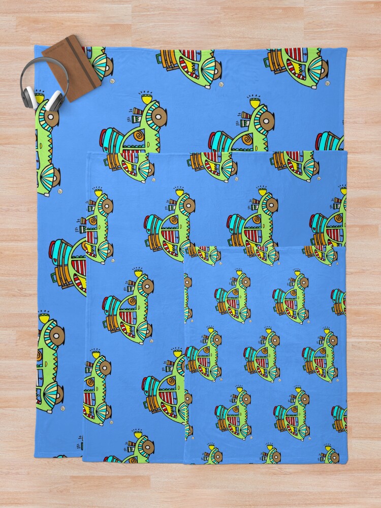 Alternate view of cute green 2CV car vehicle cute travel design 01 Throw Blanket