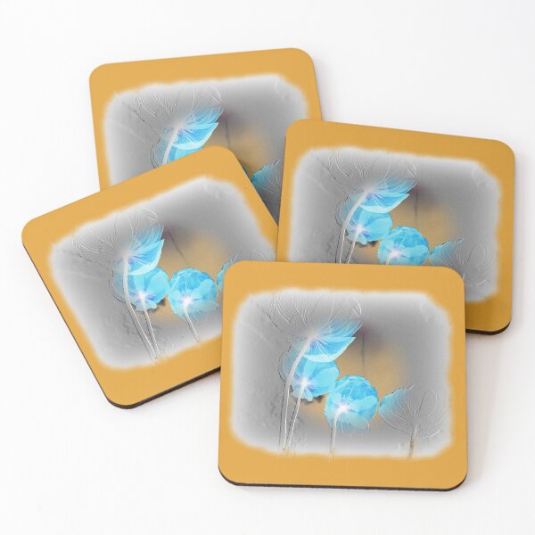 Item preview, Blue poppies negative photo, gray embossed pattern designed and sold by evadesignbubble.