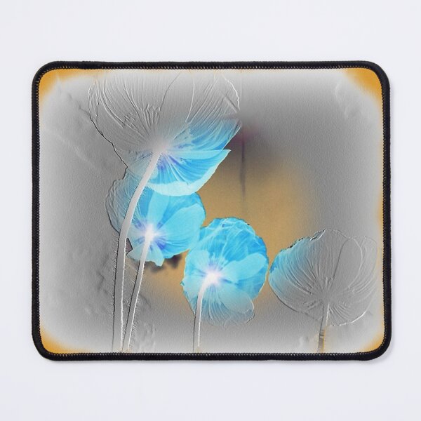 Item preview, Blue poppies negative photo, gray embossed pattern designed and sold by evadesignbubble.