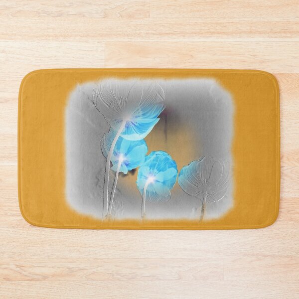 Item preview, Blue poppies negative photo, gray embossed pattern designed and sold by evadesignbubble.