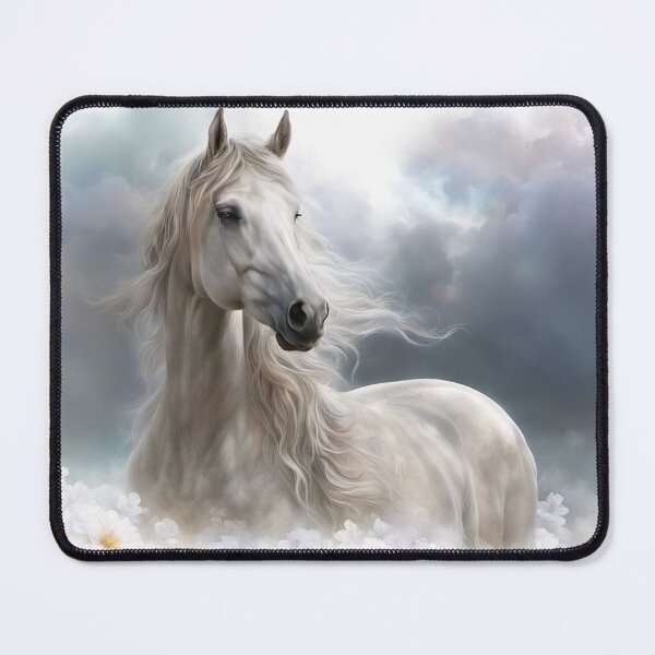 Item preview, Gray Horse in Flowers and Clouds designed and sold by Stephanie Laird.