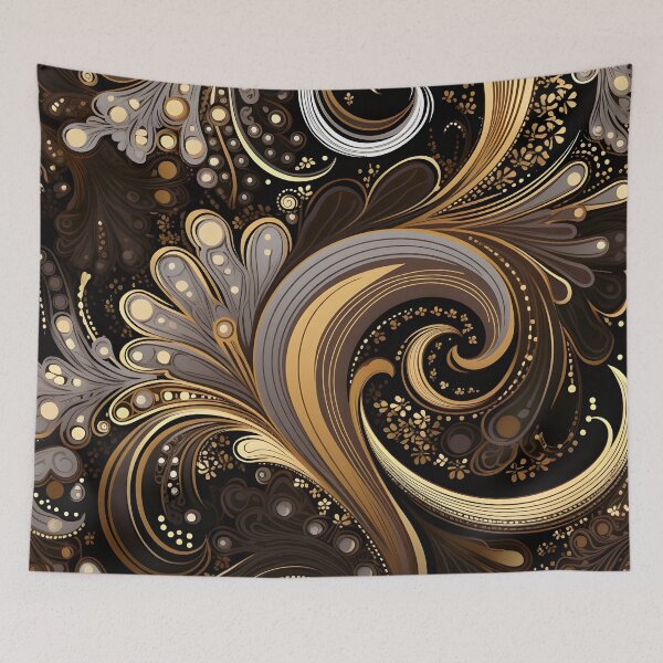 Item preview, toffee color swirling abstract decorative print designed and sold by dcrc.