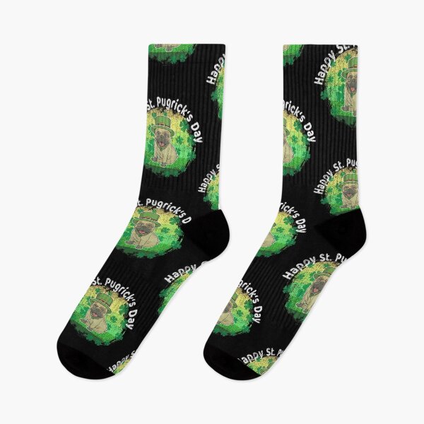 Item preview, Happy St Patricks Day St Pugricks Pug Retro Sunset Clover designed and sold by BalladOfZeus.