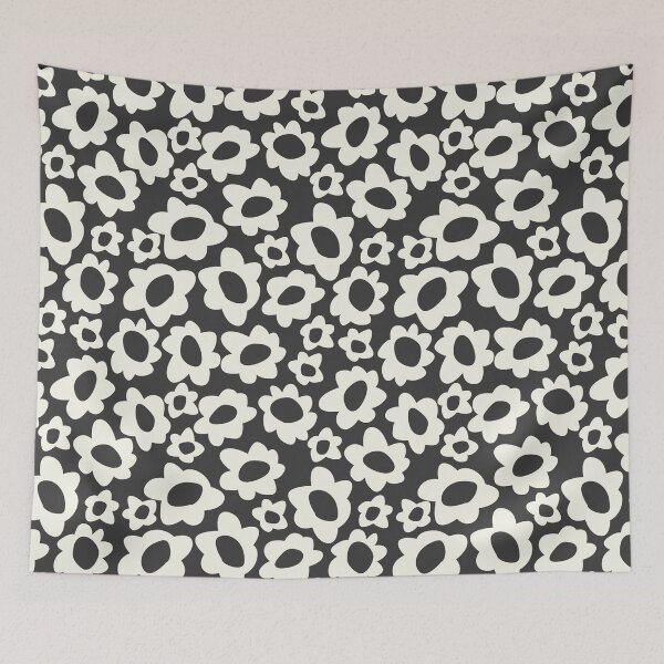 Item preview, MODERN BOHO MATISSE FLOWERS CREAM ON BLACK designed and sold by blomastudios.
