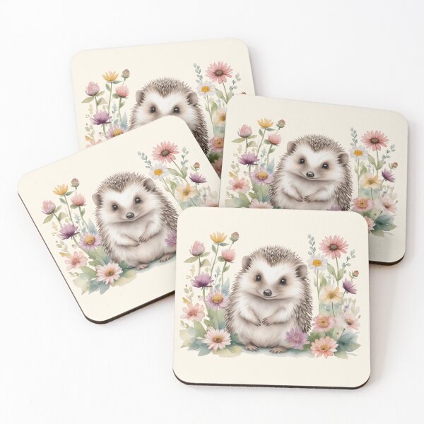Artikelvorschau, Niedlicher Aquarell-Baby-Igel mit Blumen entworfen und verkauft von lovelyandcute.