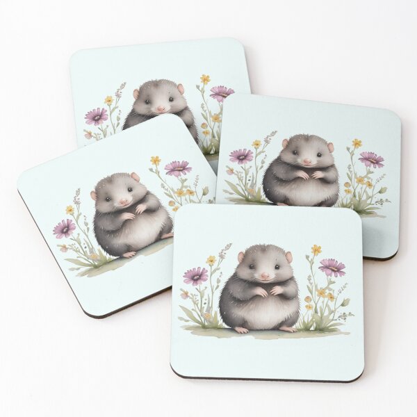 Artikelvorschau, Niedlicher Aquarell-Baby-Maulwurf mit Blumen entworfen und verkauft von lovelyandcute.