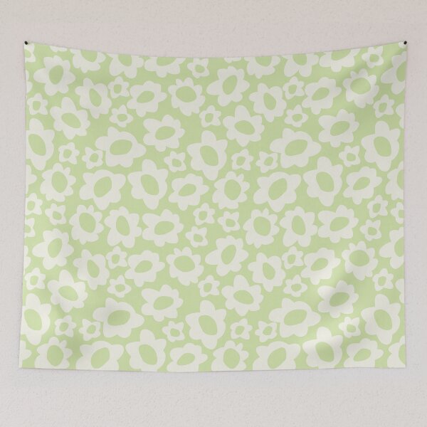 Item preview, MODERN BOHO MATISSE FLOWERS CREAM ON PASTEL GREEN designed and sold by blomastudios.