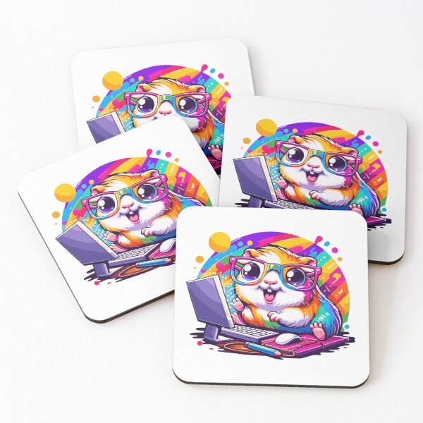 Item preview, Cute rainbow happy guinea pig programmer designed and sold by Wheekly Designs.