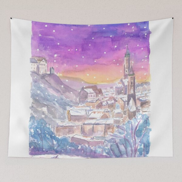 Item preview, Landshut Carossa Heights Winterwonderland at Night with Snow designed and sold by artshop77.
