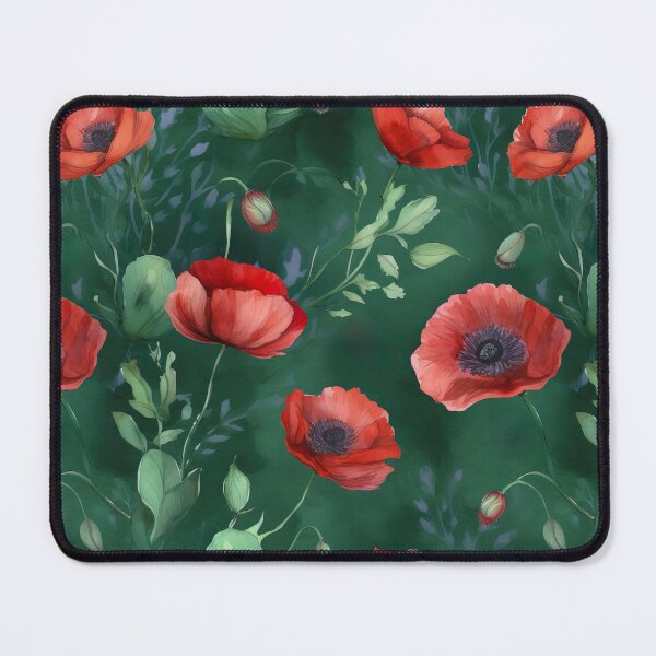 Item preview, red poppies on a green meadow designed and sold by elegantpaterns.