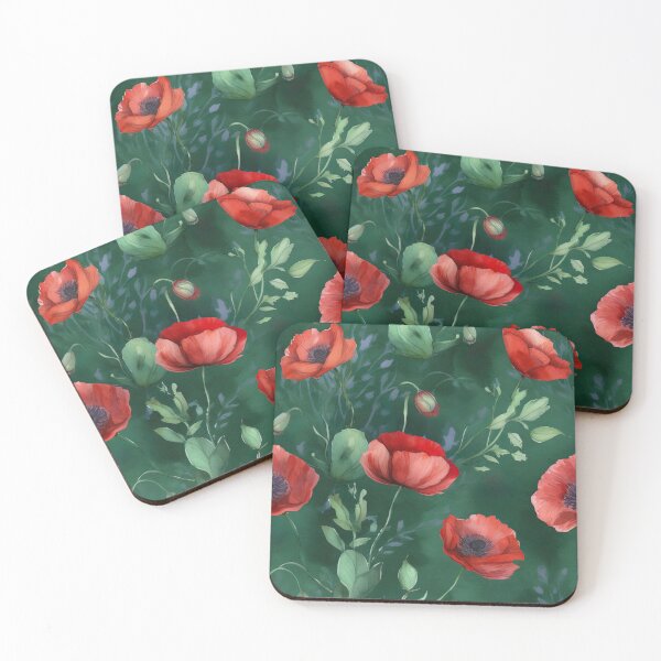 Item preview, red poppies on a green meadow designed and sold by elegantpaterns.