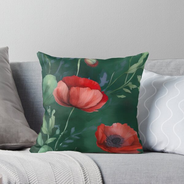 Item preview, red poppies on a green meadow designed and sold by elegantpaterns.