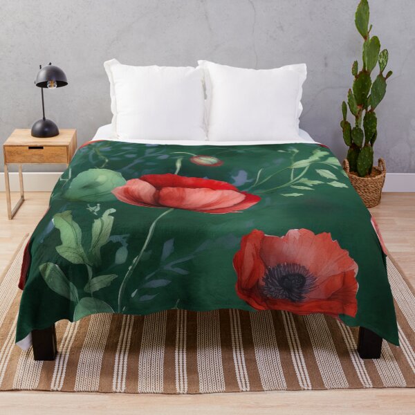 Item preview, red poppies on a green meadow designed and sold by elegantpaterns.