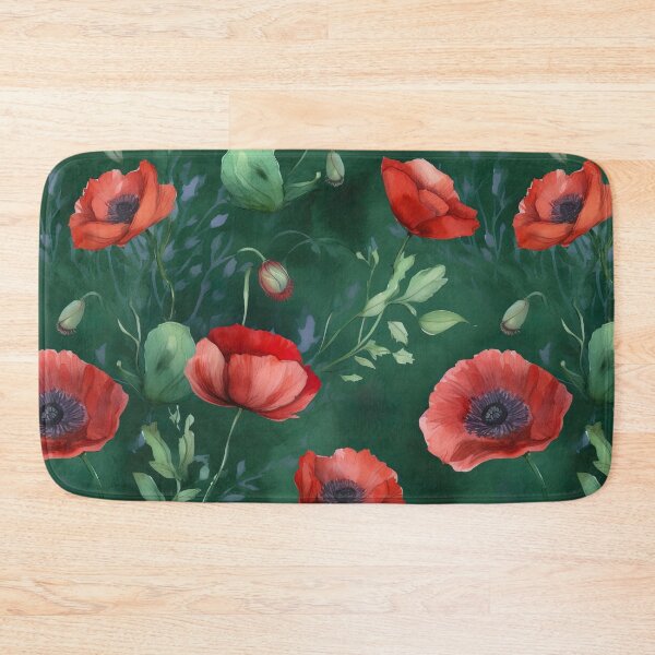 Item preview, red poppies on a green meadow designed and sold by elegantpaterns.