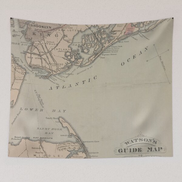 Item preview, Vintage New York Bay & Atlantic Ocean Map (1880) designed and sold by BravuraMedia.