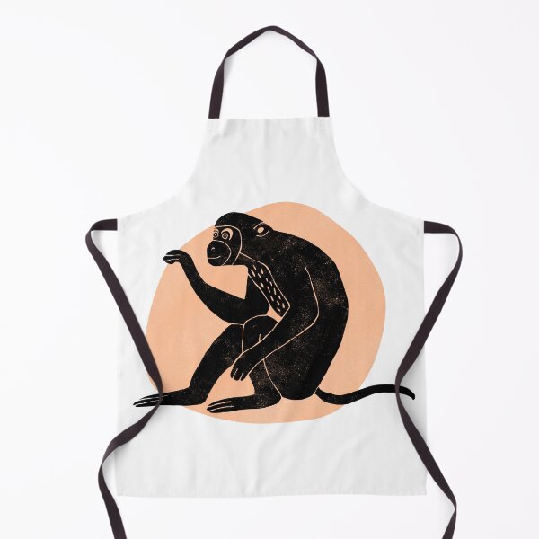 Item preview, Block print cave style monkey print peach fuzz designed and sold by TinyFlowerArt.