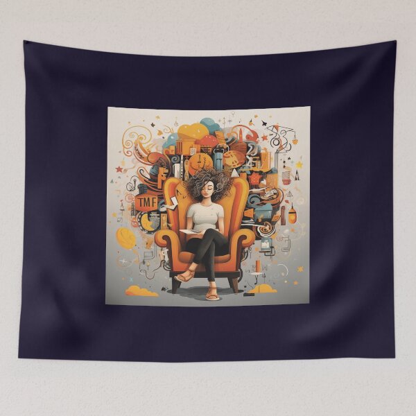 Item preview, Stop Overthinking Drawn Girl For Psychotherapist's Room designed and sold by CoolMantras.