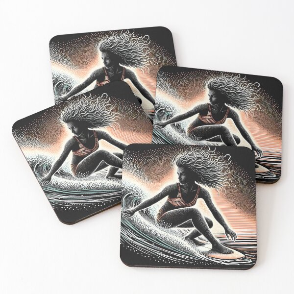 Item preview, Abstract surfer girl on boogie board designed and sold by Inkstorm-London.