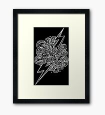 Ride The Lightning - White on Black Framed Print