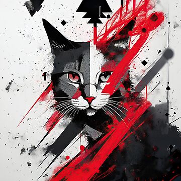 Artwork thumbnail, Anarchic Feline Gaze - Abstract Cat and Anarchy Fusion Art by bsilvia