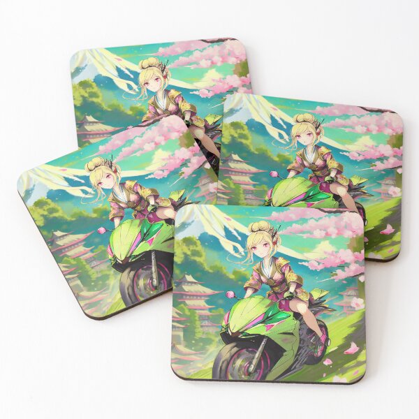 Item preview, Geisha Rider on a green Supersport motorcycle designed and sold by BADESIGNZZ.