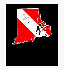 Rhode Island Scuba Dive Flag Diver Down Flag Shirt Photographic Print