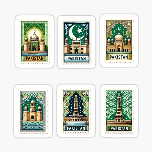 Item preview, Famous Landmark Stamps - Lahore Fort | Minar-e-Pakistan | Badshahi Masjid designed and sold by theOneWhoDraws.