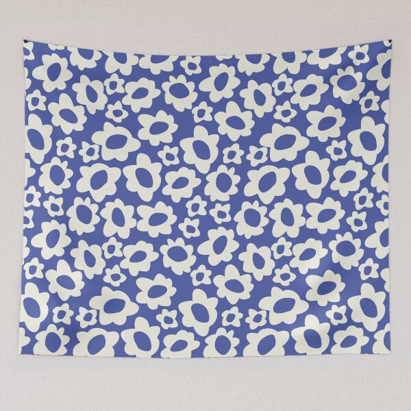 Item preview, MODERN BOHO MATISSE FLOWERS CREAM ON BLUE designed and sold by blomastudios.