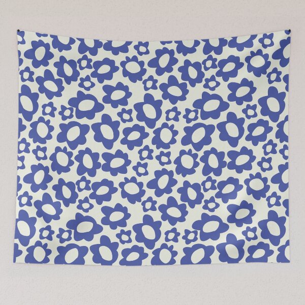 Item preview, MODERN BOHO MATISSE FLOWERS BLUE ON CREAM designed and sold by blomastudios.