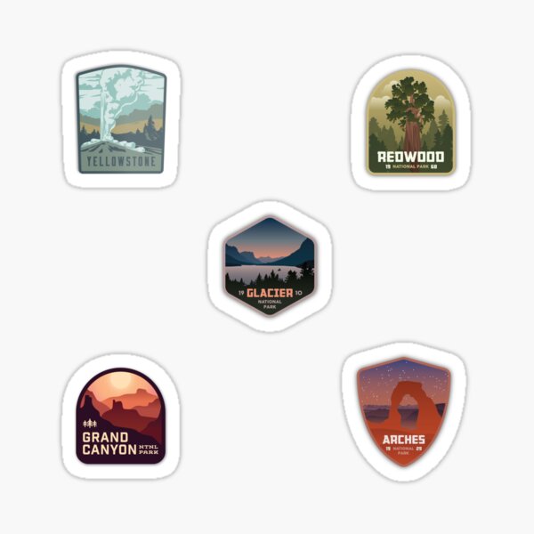 Item preview, national parks sticker pack designed and sold by dewdrop-designs.