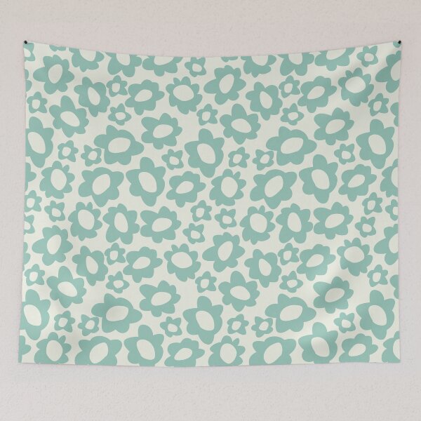 Item preview, MODERN BOHO MATISSE FLOWERS SAGE GREEN ON CREAM  designed and sold by blomastudios.