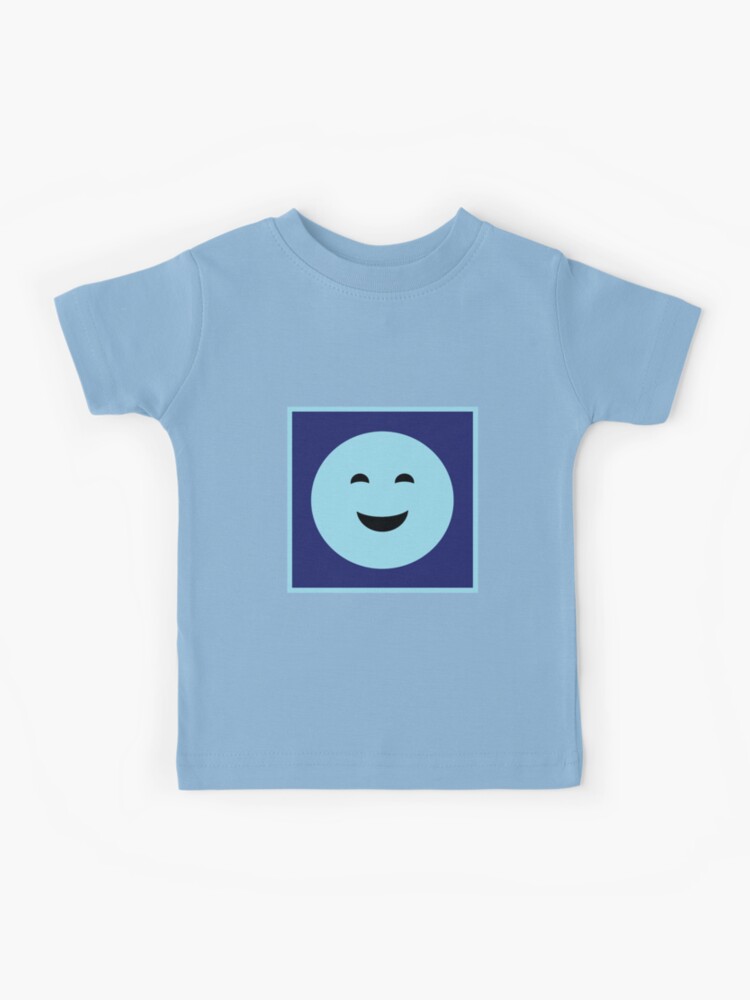T Shirt Enfant Emoji Heureux Bleu Clair Sur Fond Bleu Fonce Par Nopemom Redbubble