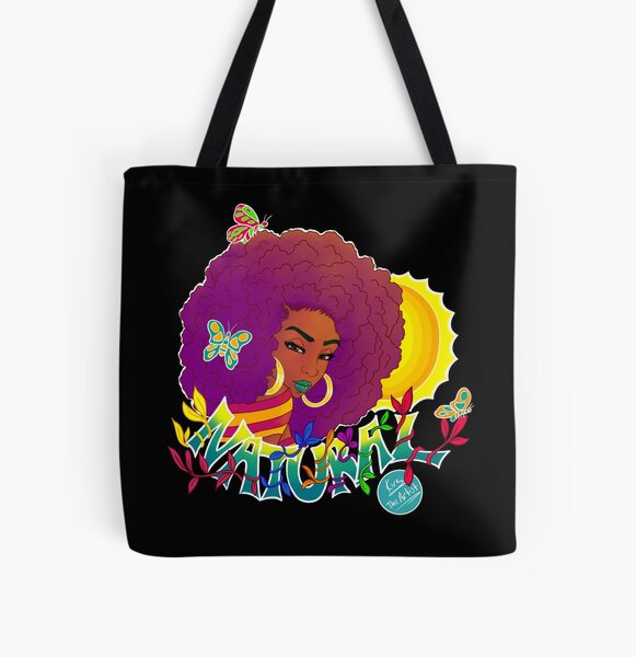 Natural | Black Woman Art All Over Print Tote Bag