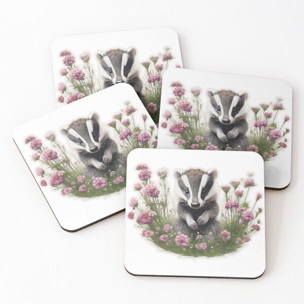 Item preview, Baby badger in flowers designed and sold by jnsmerchstore.