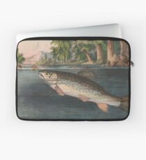 Weinlese-Fluss-Fischen-Illustration (1874) Laptoptasche