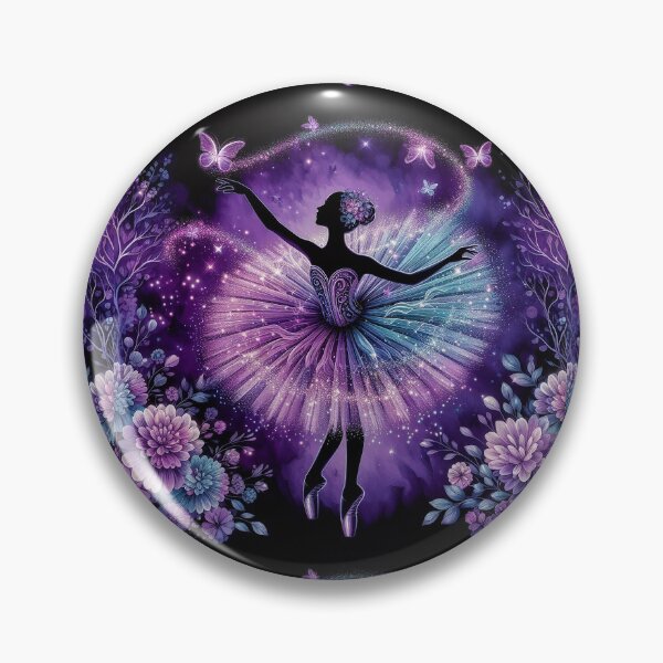 Item preview, Ballerina's Sparkling Purple Waves Amidst Glimmering Butterflies and Blooms designed and sold by Witsprings.