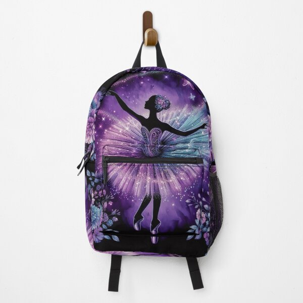 Item preview, Ballerina's Sparkling Purple Waves Amidst Glimmering Butterflies and Blooms designed and sold by Witsprings.