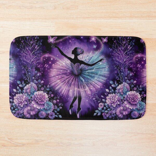 Item preview, Ballerina's Sparkling Purple Waves Amidst Glimmering Butterflies and Blooms designed and sold by Witsprings.