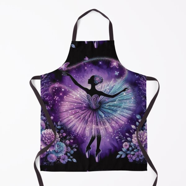 Item preview, Ballerina's Sparkling Purple Waves Amidst Glimmering Butterflies and Blooms designed and sold by Witsprings.