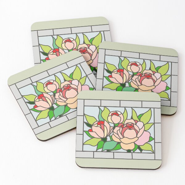 Item preview, Peony stained glass window  designed and sold by AbigailHerman.