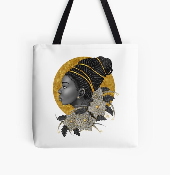 Golden | Beautiful Black Woman Art| natural black women art All Over Print Tote Bag