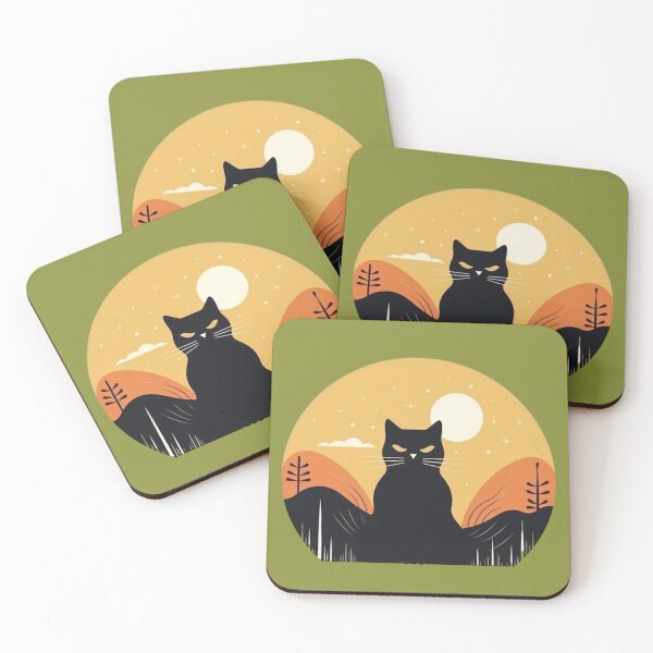 Item preview,  black cat with a moon night designed and sold by matchymatchy.