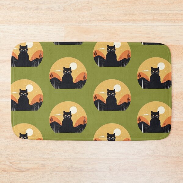 Item preview, black cat with a moon night designed and sold by matchymatchy.
