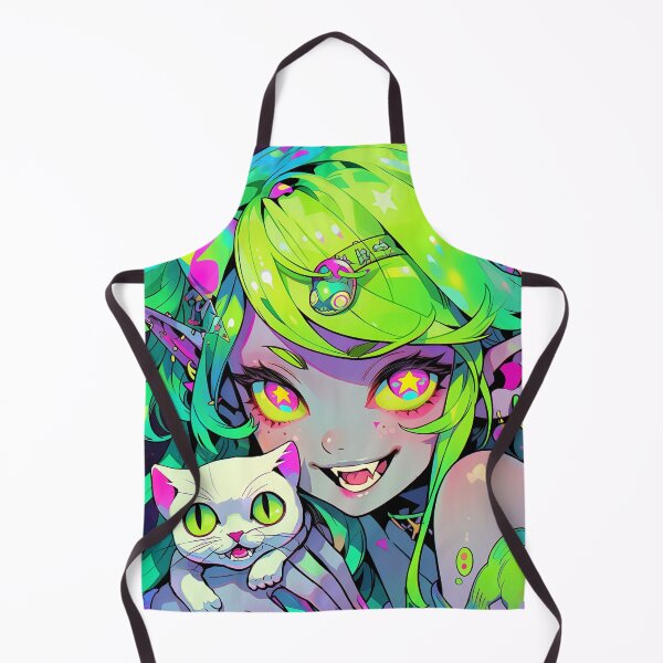 Item preview, Vibrant Electric Neon Cyber Kitty Anime Girl designed and sold by bubblegoth.