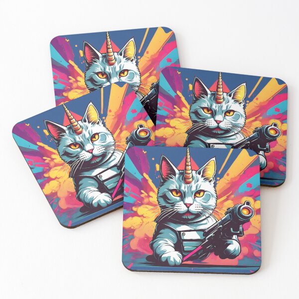 Item preview, Pop Art Fusion: Laserblaster Unicorn Cat Explosion designed and sold by WAUZ.