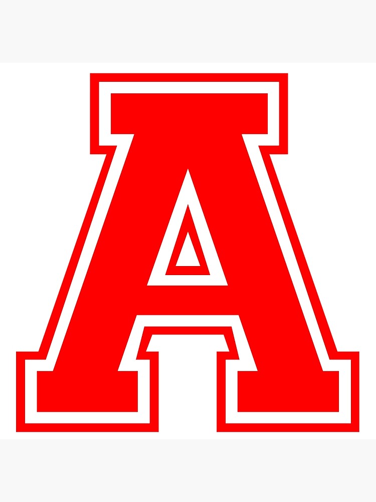 Varsity Red White Letter A Monogram Greeting Card