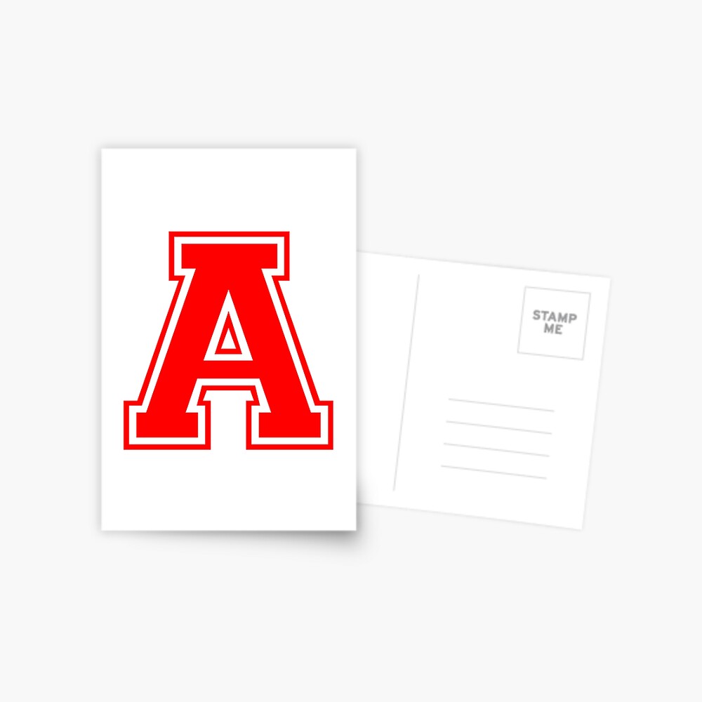 Varsity Red White Letter A Monogram Greeting Card