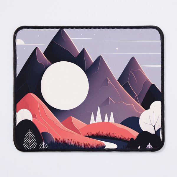 Item preview, Abstract mountain landscape under full moon designed and sold by randrdesign.