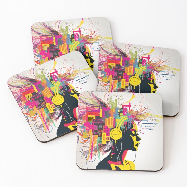 Item preview, Abstract Girl In Headphones Geometric Style designed and sold by CoolMantras.